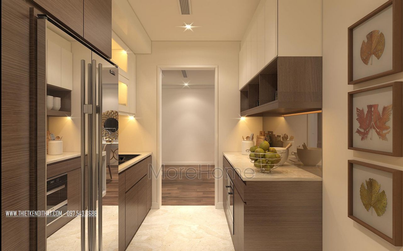Thiết kế nội thất phòng bếp chung cư Ngoại Giao Đoàn Bắc Từ Liêm Hà Nội